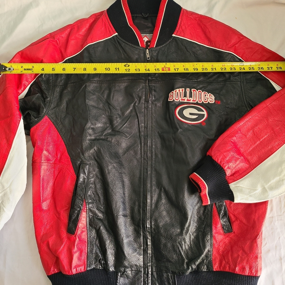 Men's University Of Georgia Bulldogs Vintage Leather Bomber Jacket - 58 Sports - Picture 4 of 11